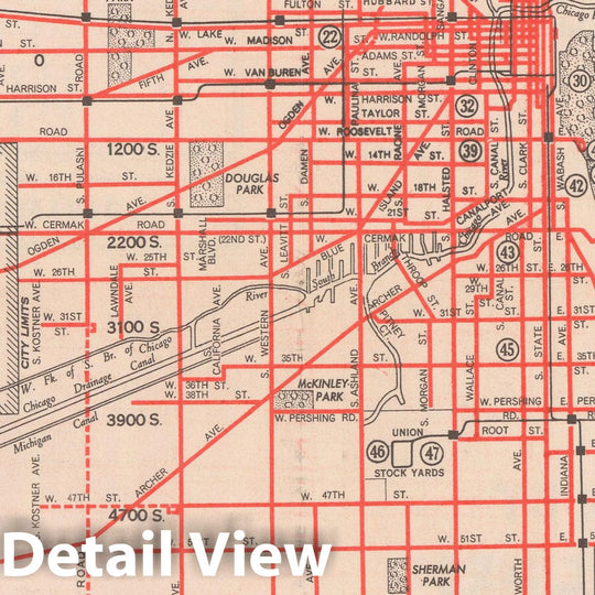 Historic Map : Chicago Transit Maps, Surface Lines Railroad Catography , Vintage Wall Art