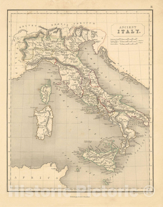 Historic Map : Europe, Italy , Vintage Wall Art