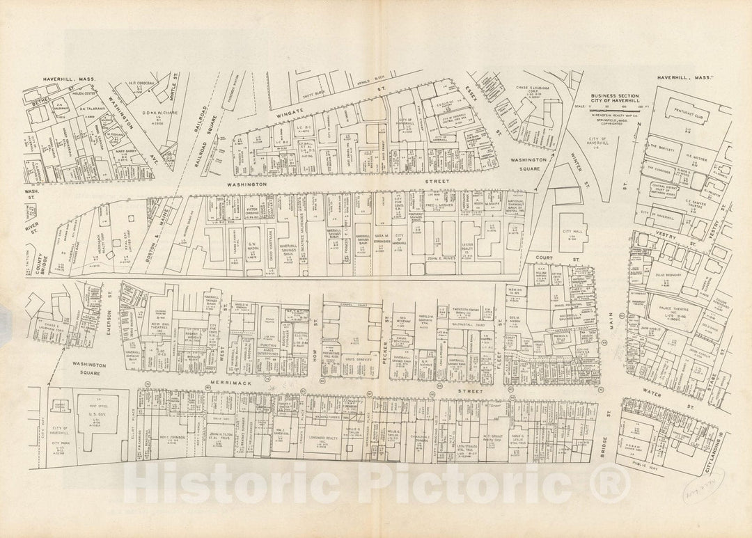 Historic Map : New England States Ed., Haverhill 1946 , Nirenstein's National Preferred Real Estate Locations of Business Properties , Vintage Wall Art