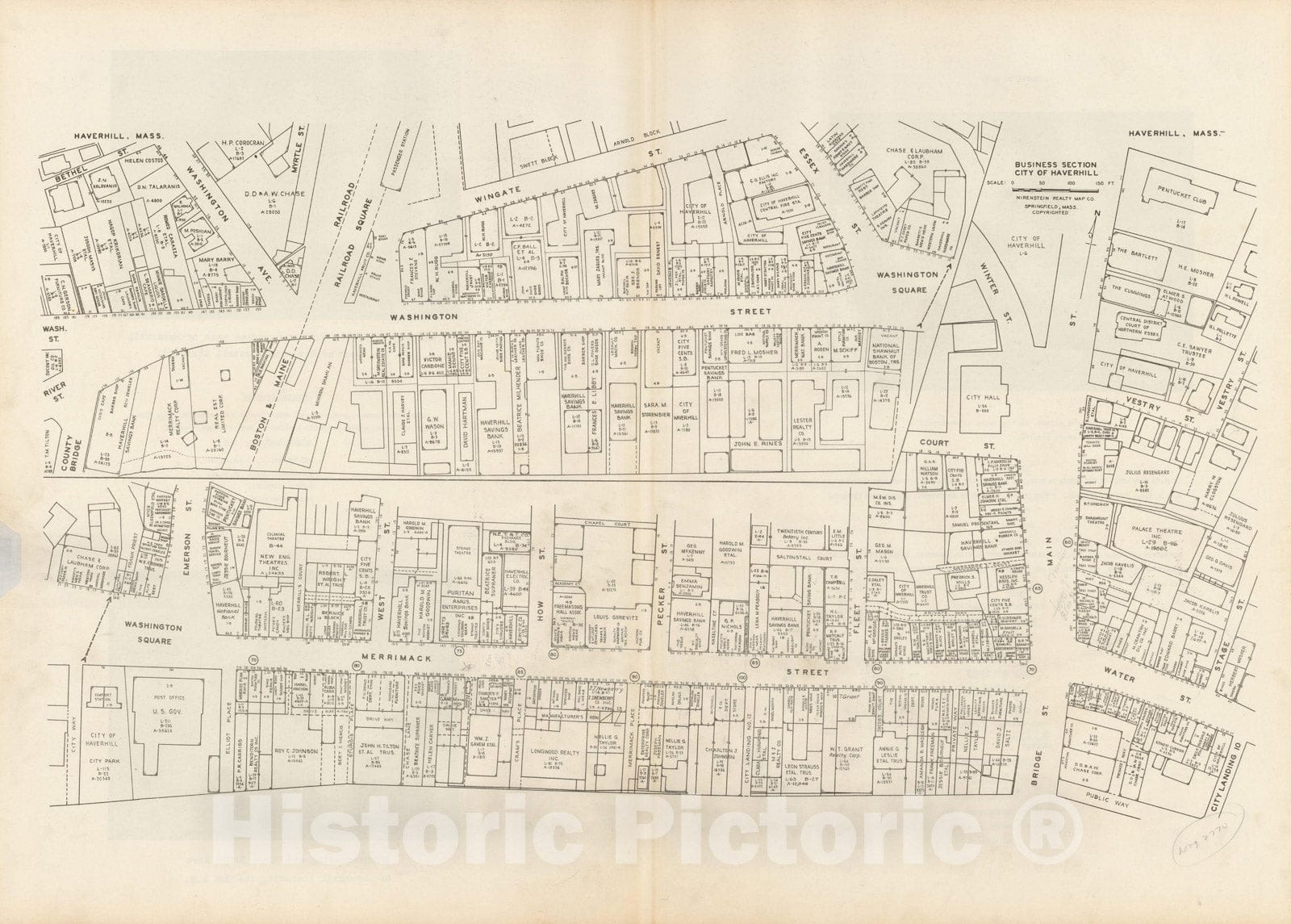 Historic Map : New England States Ed., Haverhill 1946 , Nirenstein's National Preferred Real Estate Locations of Business Properties , Vintage Wall Art