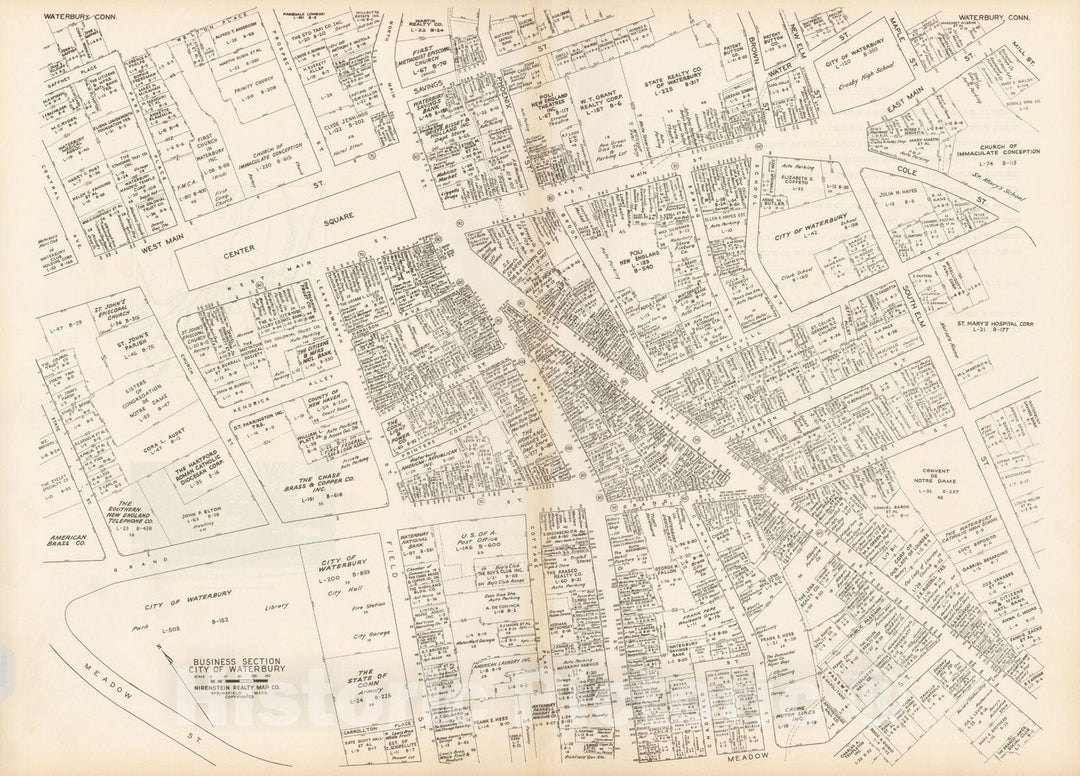 Historic Map : New England States Ed., Waterbury 1946 , Nirenstein's National Preferred Real Estate Locations of Business Properties , Vintage Wall Art