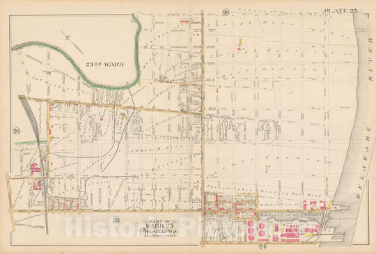 Historic Map : Atlas City of Philadelphia Volume 9 25th and 33rd Wards, Philadelphia 1891 Plate 025 , Vintage Wall Art