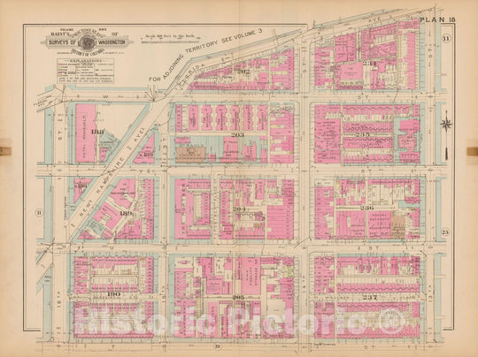 Historic Map : Atlas of Washington D.C. Volume 1 (Inner NW), Washington 1939 Plate 018 , Vintage Wall Art