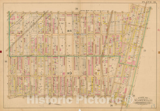 Historic Map : Robinson's Atlas City of Brooklyn, NY, Brooklyn 1886 Plate 019 , Vintage Wall Art