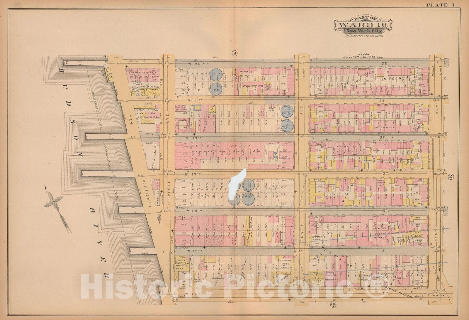 Historic Map : Atlas City of New York, Vol. 3; 16, Manhattan 1883 Plate 001 , Vintage Wall Art