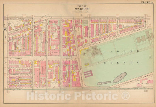 Historic Map : Philadelphia 1907 Plate 004 , Atlas 20th and 29th Wards of the City of Philadelphia , Vintage Wall Art