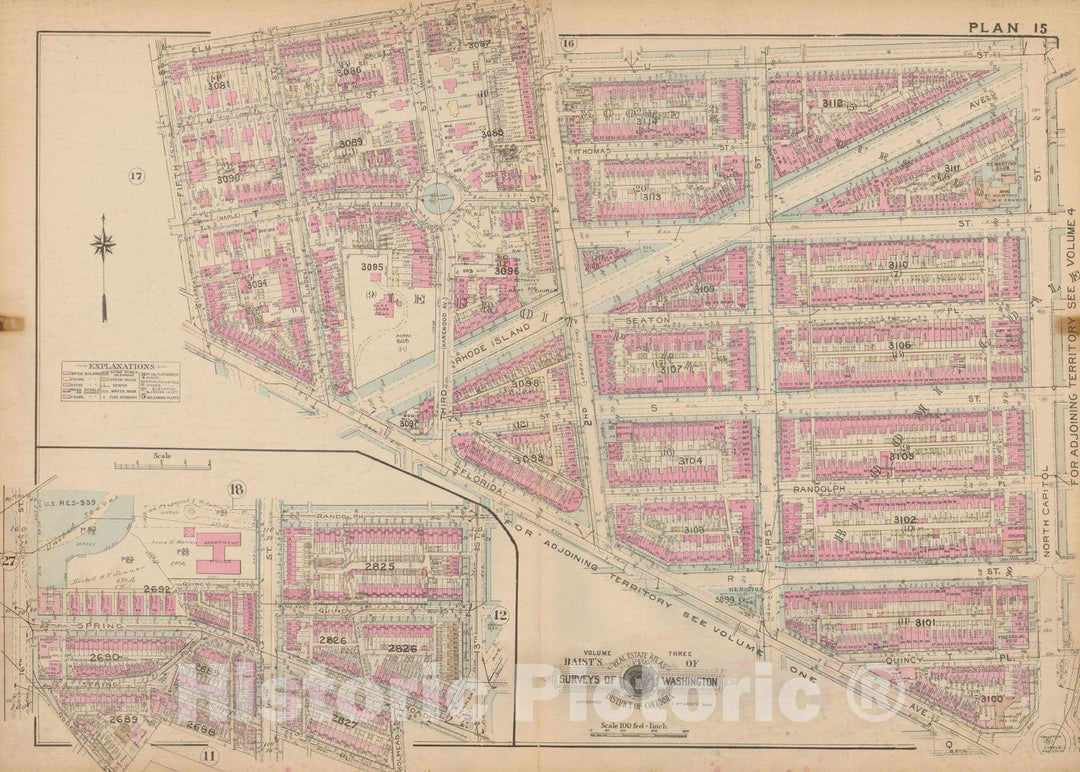 Historic Map : Atlas of Washington D.C. Volume 3 (Outer NW), Washington 1937 Plate 015 , Vintage Wall Art