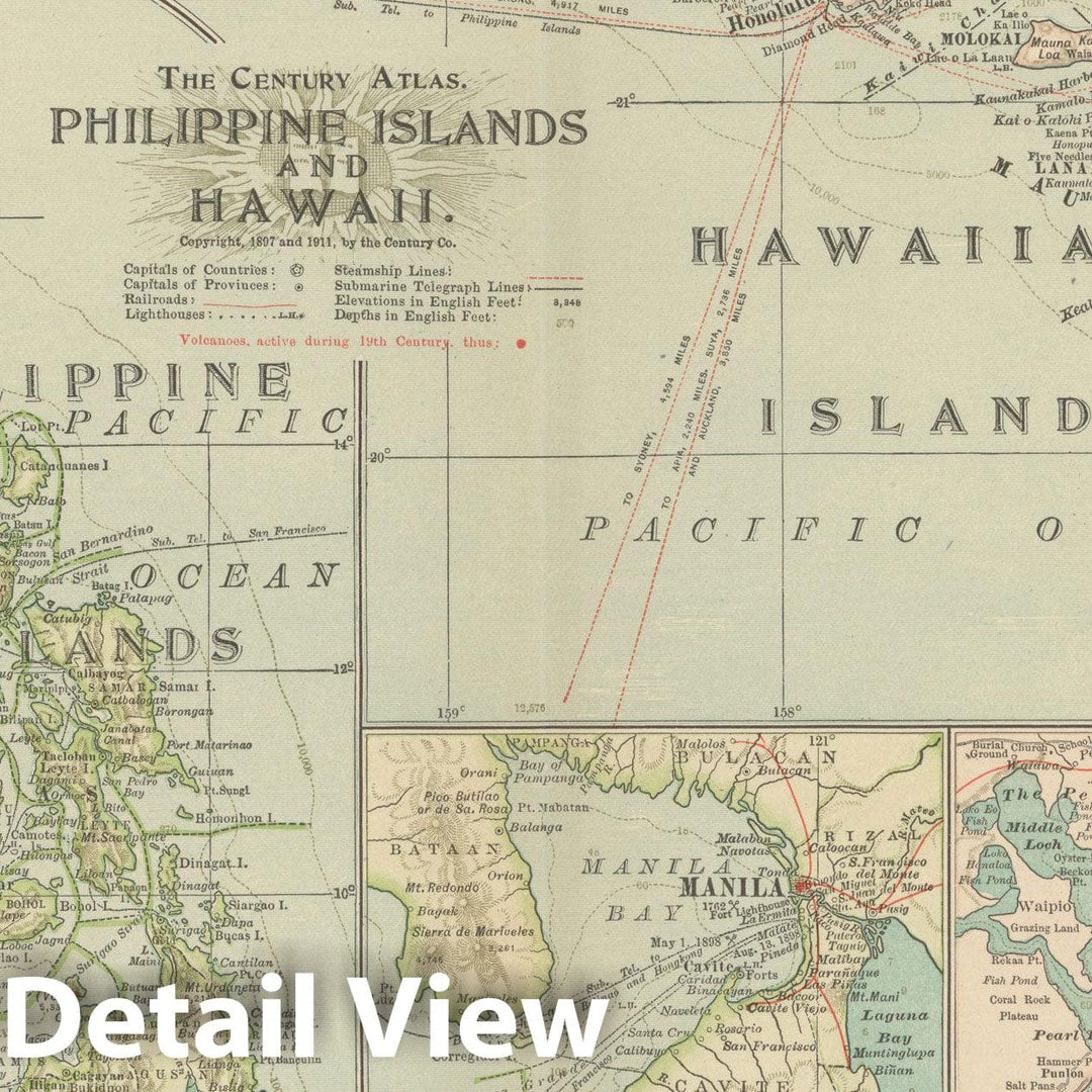 Historic Map : United States & Philippines 1914 , Century Atlas of the World, Vintage Wall Art