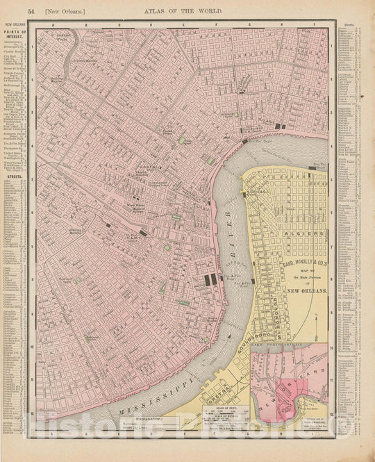 Historic Map : New Orleans 1900 , Universal Atlas World , Vintage Wall Art