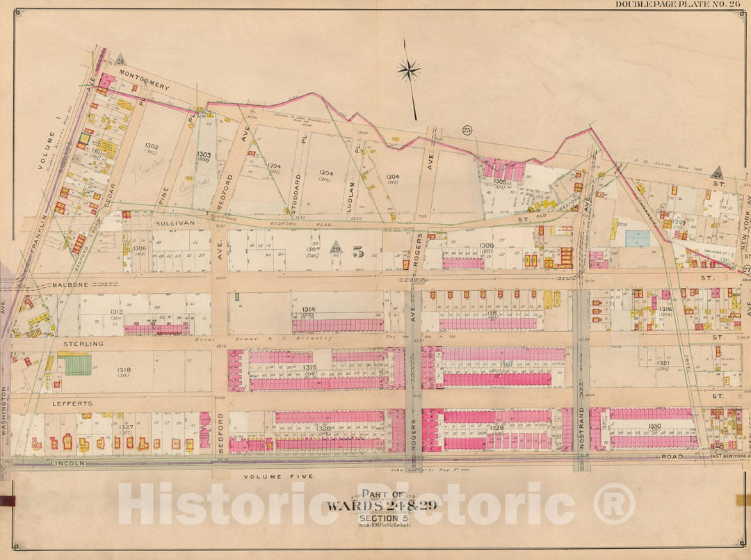 Historic Map : Brooklyn 1904 Plate 026 , Atlas Borough of Brooklyn , Vintage Wall Art