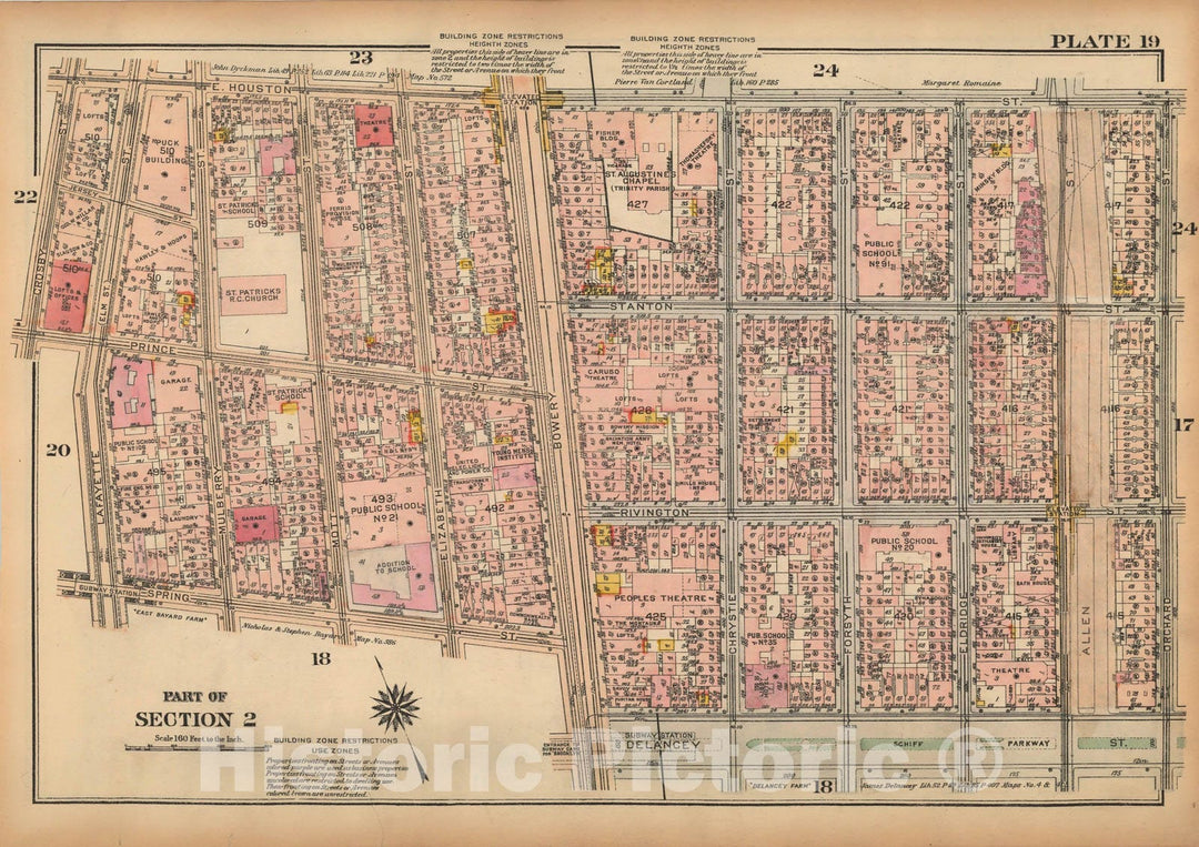 Historic Map : Land Book of the Borough of Manhattan, City of NY, Manhattan 1925 Plate 019 , Vintage Wall Art