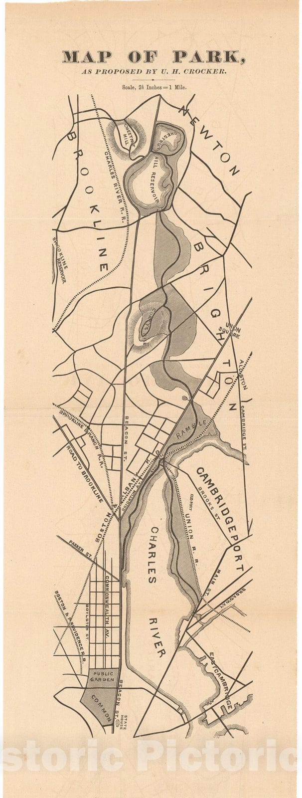 Historic Map : Proposed Charles River Park , Vintage Wall Art