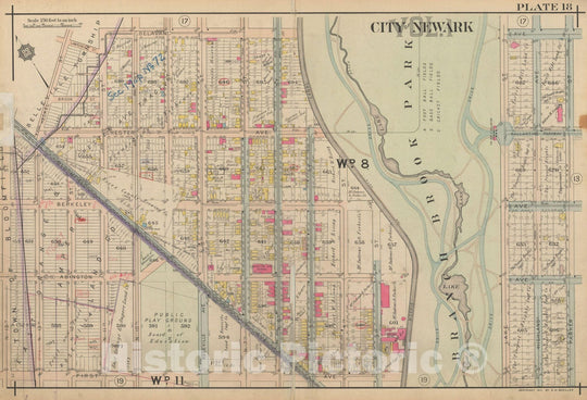 Historic Map : Atlas of Newark, Volume 1, Newark 1911 Plate 018 , Vintage Wall Art