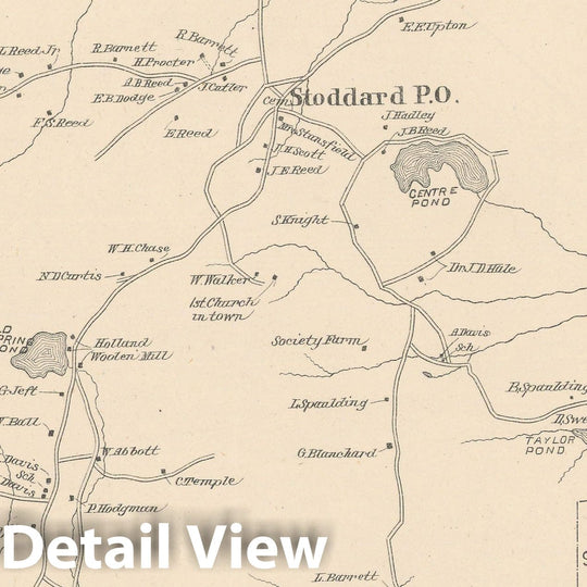 Historic Map : Stoddard 1892 , Town and City Atlas State of New Hampshire , Vintage Wall Art