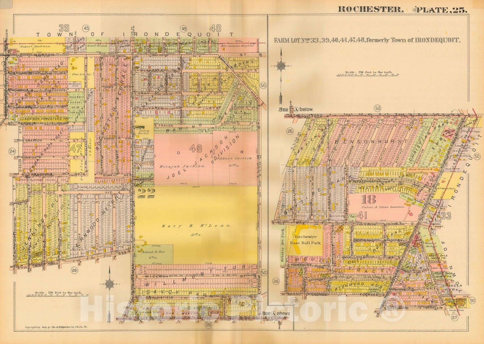 Historic Map : Plat Book of the City of Rochester New York and Vicinity, 1918 Plate 025 , Vintage Wall Art