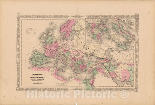 Historic Map : Europe 1865 , Johnson's Family Atlas , Vintage Wall Art