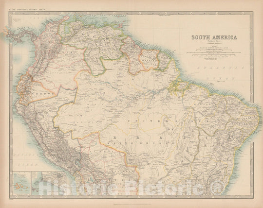 Historic Map : Atlas World, South America 1913 , Vintage Wall Art