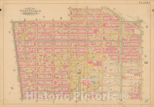 Historic Map : Robinson's Atlas City of Brooklyn, NY, Brooklyn 1886 Plate 004 , Vintage Wall Art