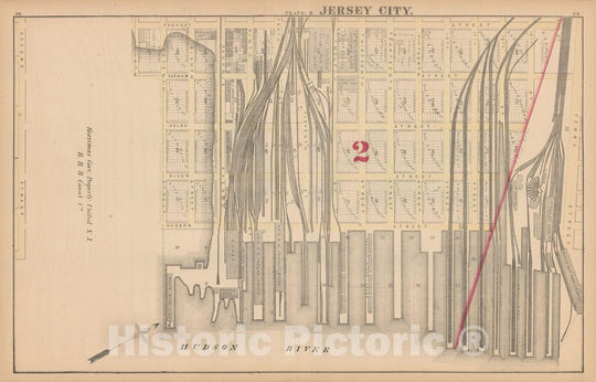 Historic Map : Combined Atlas State of New Jersey & The County of Hudson, Jersey City 1873 Plate B , Vintage Wall Art