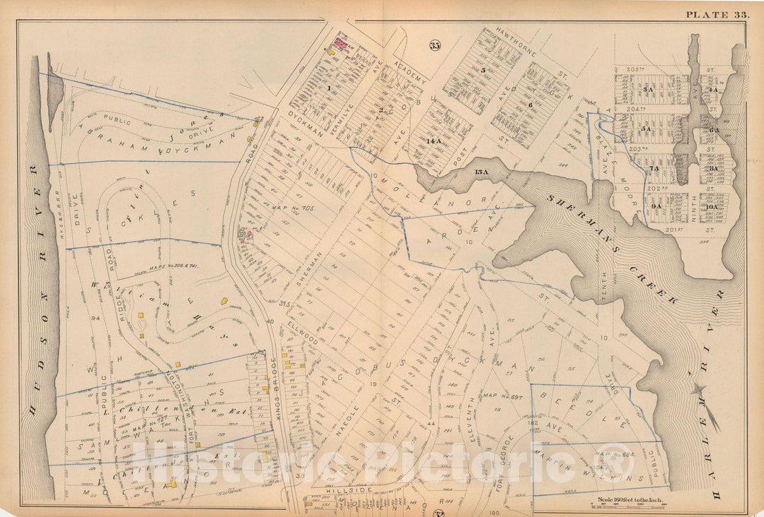 Historic Map : Atlas City of New York, Vol 2 ... 12th Ward, 2nd Ed., Manhattan 1884 Plate 033 , Vintage Wall Art