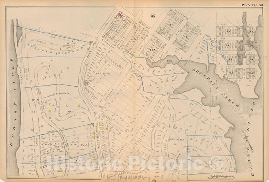 Historic Map : Atlas City of New York, Vol 2 ... 12th Ward, 2nd Ed., Manhattan 1884 Plate 033 , Vintage Wall Art