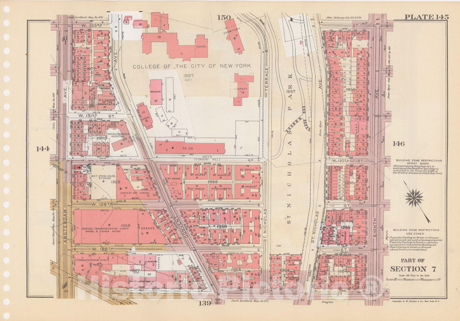 Historic Map : Manhattan Land Book 1955 - Updated Through Nov 7th, New York City 1975 Plate 145 , Vintage Wall Art