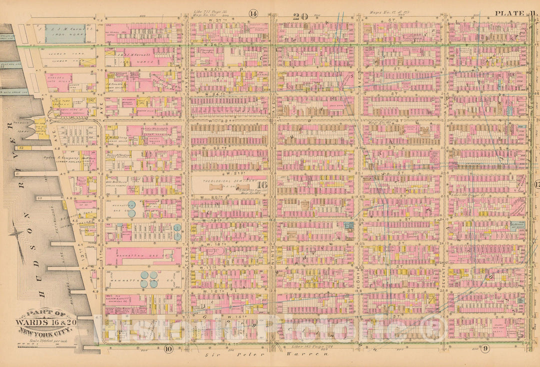 Historic Map : Manhattan & New York City 1885 Plate 011 , Robinson's Atlas City of New York , Vintage Wall Art