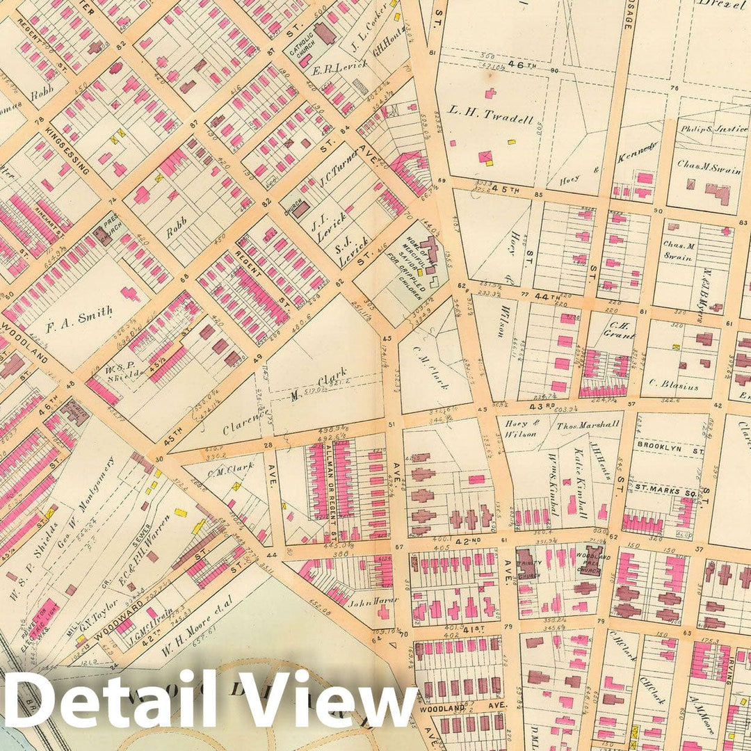 Historic Map : Baist's Property Atlas of Philadelphia, Philadelphia 1895 Plate 011 , Vintage Wall Art