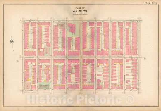 Historic Map : Philadelphia 1907 Plate 012 , Atlas 20th and 29th Wards of the City of Philadelphia , Vintage Wall Art