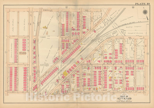 Historic Map : Atlas City of Philadelphia, 42nd Ward, Philadelphia 1913 Plate 010 , Vintage Wall Art