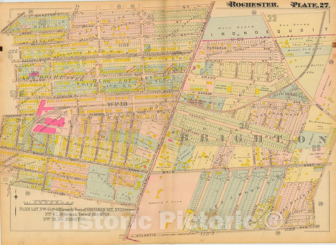 Historic Map : Atlas City of Rochester New York, Rochester 1910 Plate 027 , Vintage Wall Art