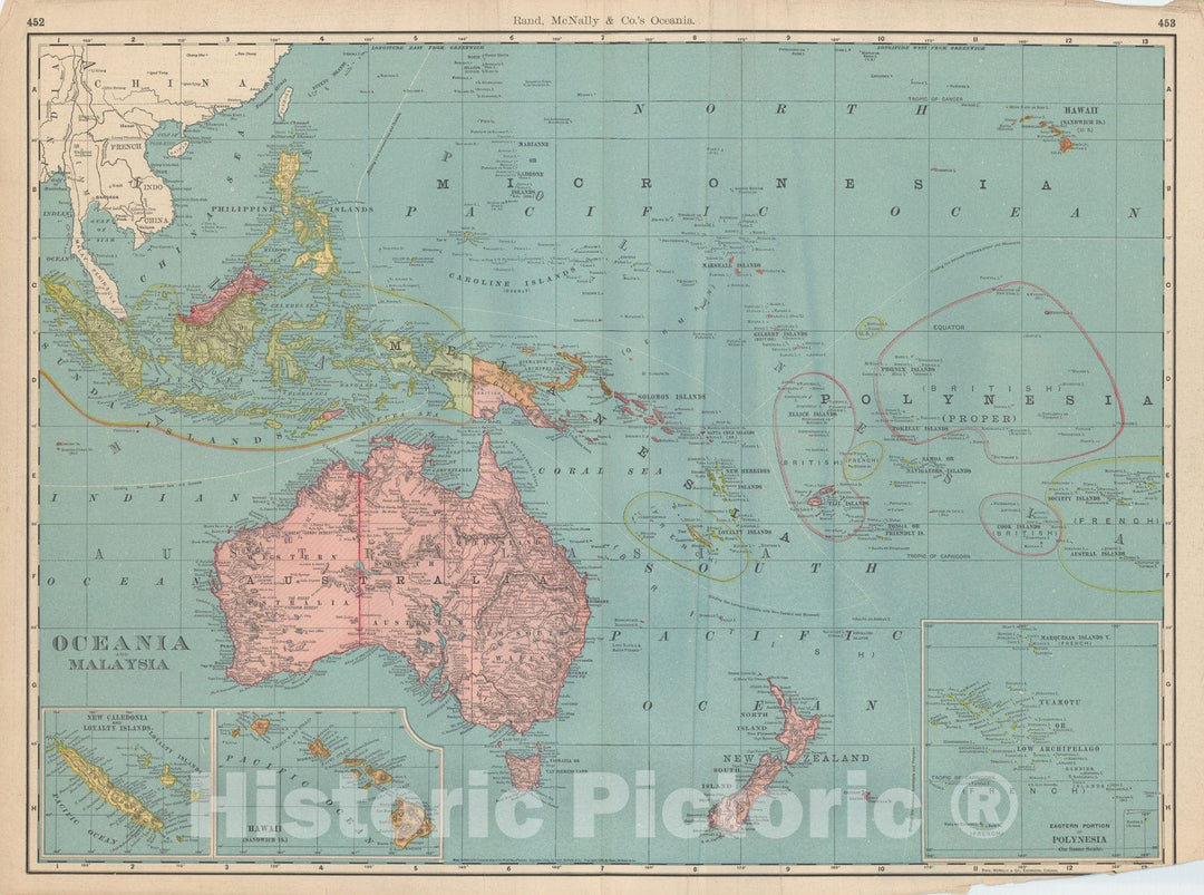 Historic Map : Asia & Australia 1903 , Vintage Wall Art