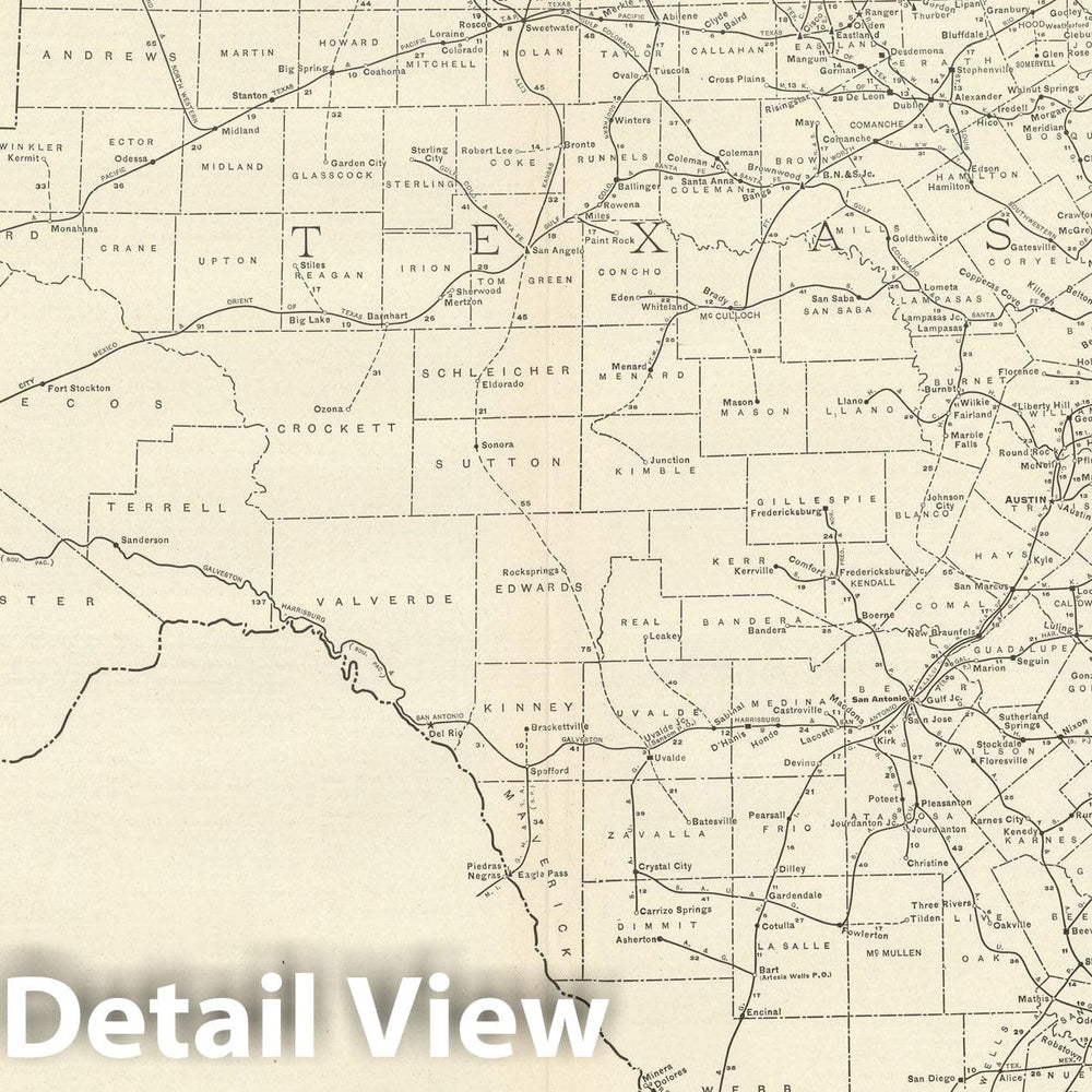 Historic Map : Texas 1925 , Vintage Wall Art