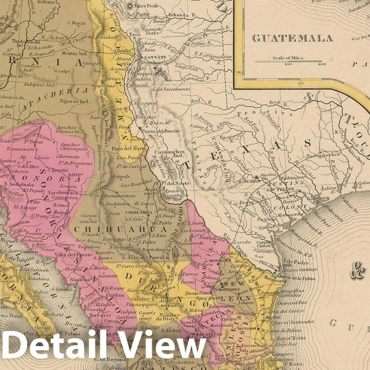 Historic Map : Mexico & Central America 1847 , A New Universal Atlas of the World , Vintage Wall Art