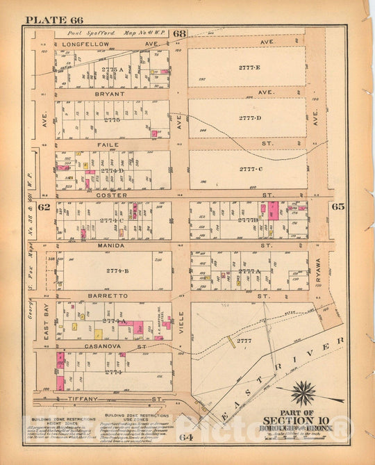 Historic Map : Borough of The Bronx, Sections 9-13, The Bronx 1928 Plate 066 , Vintage Wall Art