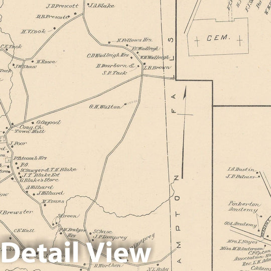 Historic Map : Derry & Kensington 1892 , Town and City Atlas State of New Hampshire , Vintage Wall Art