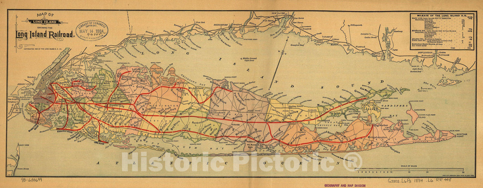 Historic Map : Long Island 1884 , Vintage Wall Art