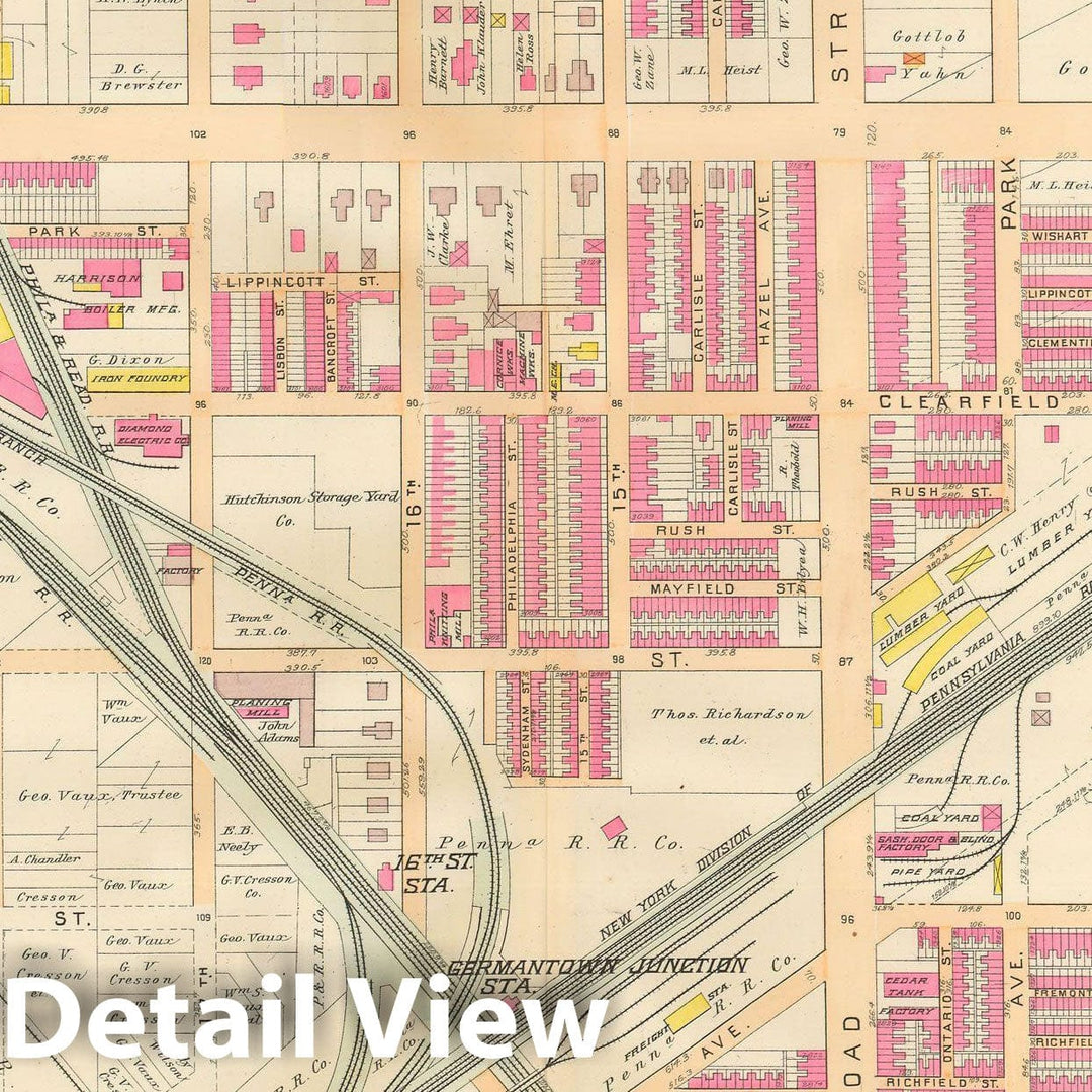 Historic Map : Baist's Property Atlas of Philadelphia, Philadelphia 1895 Plate 030 , Vintage Wall Art