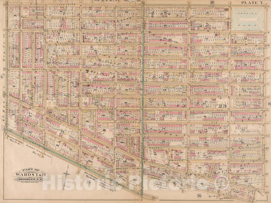 Historic Map : Robinson's Atlas City of Brooklyn, NY, Brooklyn 1886 Plate 007 , Vintage Wall Art