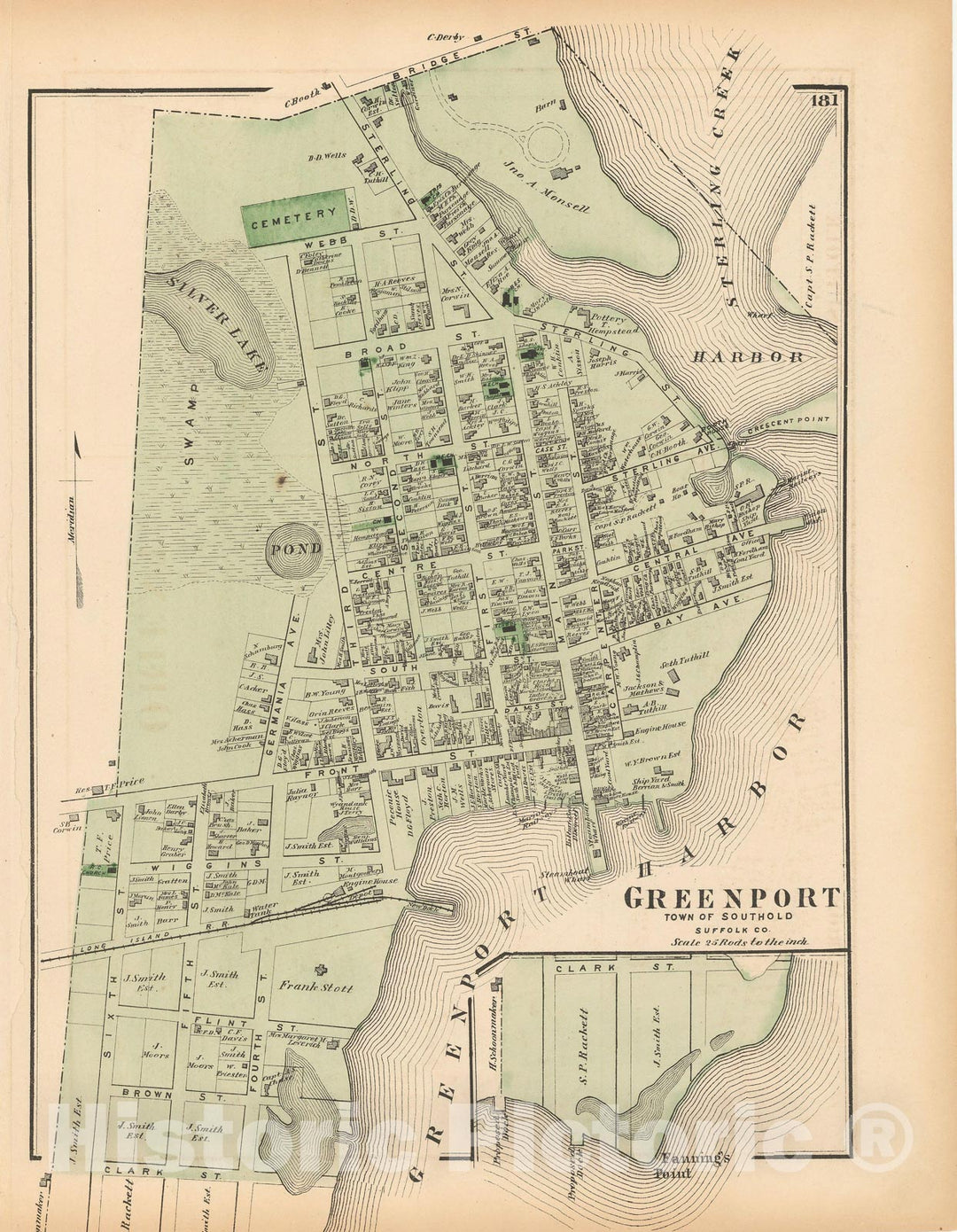 Historic Map : Atlas of Long Island, New York, Southold 1873 , Vintage Wall Art