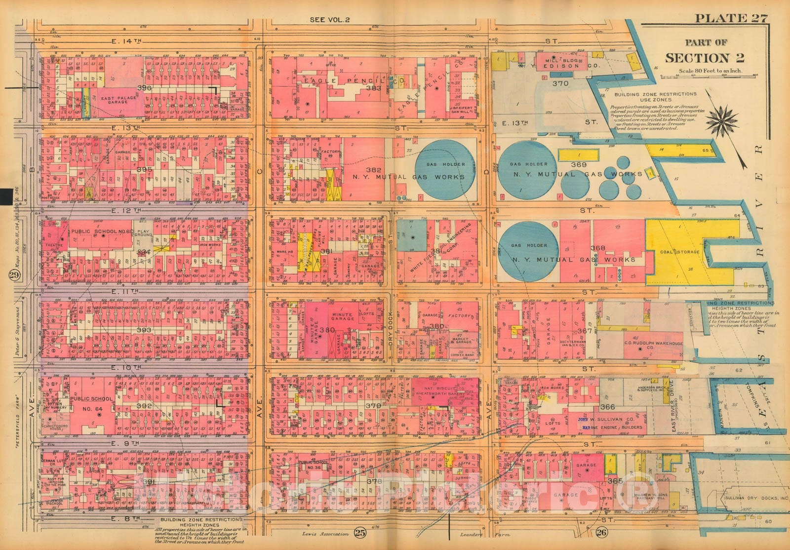 Historic Map : Atlas City of New York, Borough of Manhattan, Volume One, Battery to 14th Street, Manhattan 1922 Plate 027 , Vintage Wall Art