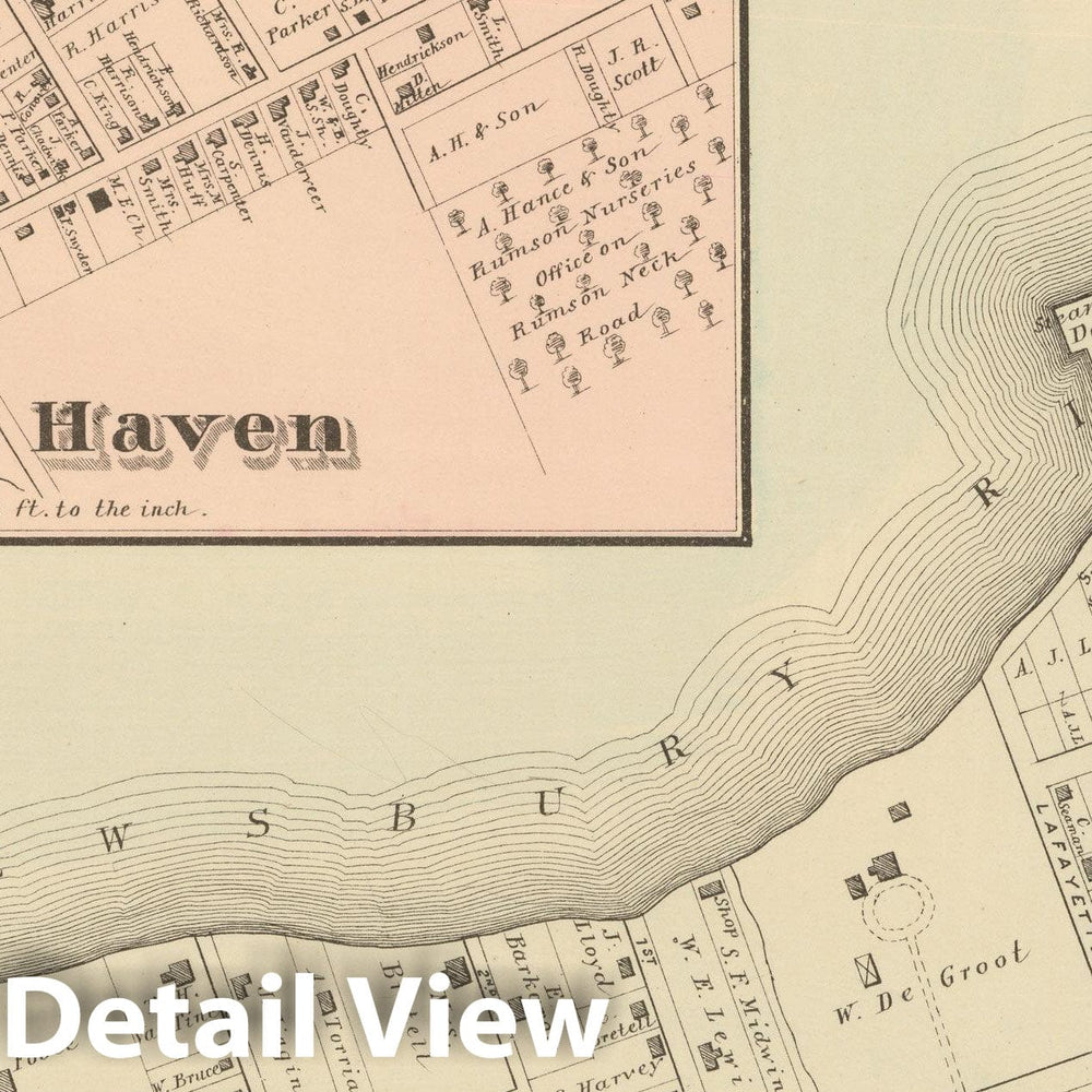 Historic Map : Atlas New Jersey Coast, Fair Haven & Oceanic 1878 , Vintage Wall Art