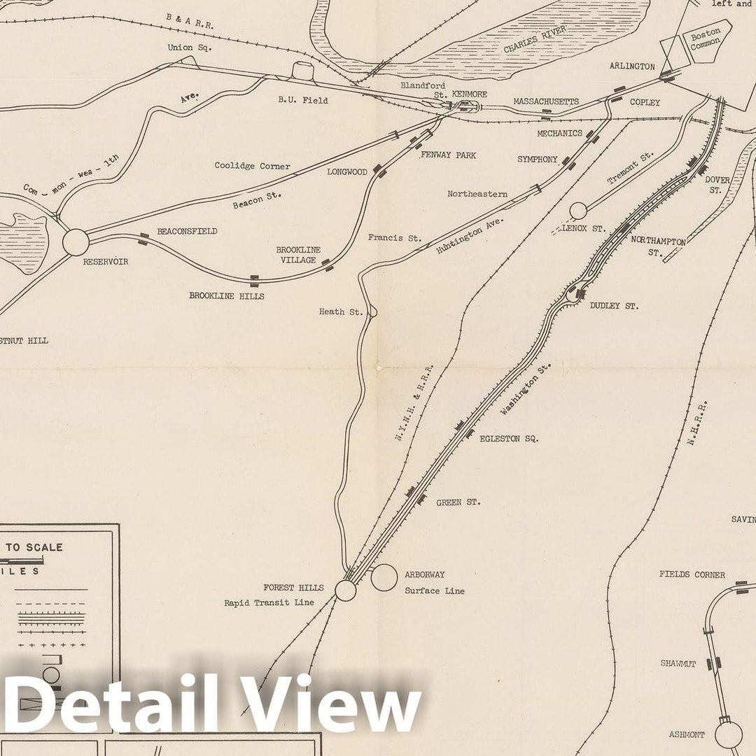 Historic Map : Greater Boston Transit Maps, Boston MTA Boston Trackage Map 1961 Railroad Catography , Vintage Wall Art