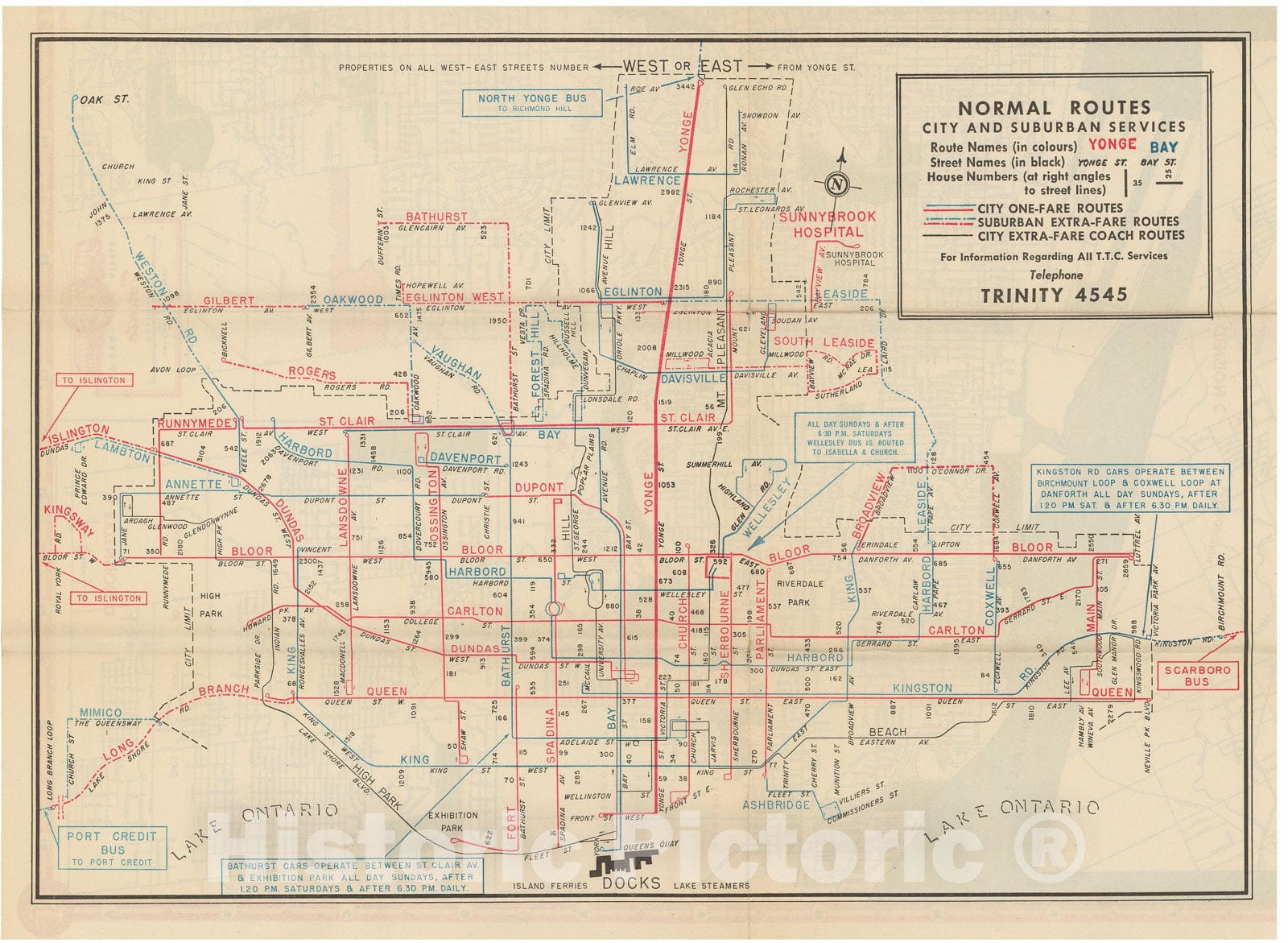 Historic Map : Toronto Transit Map 1948 Railroad Catography , Vintage Wall Art