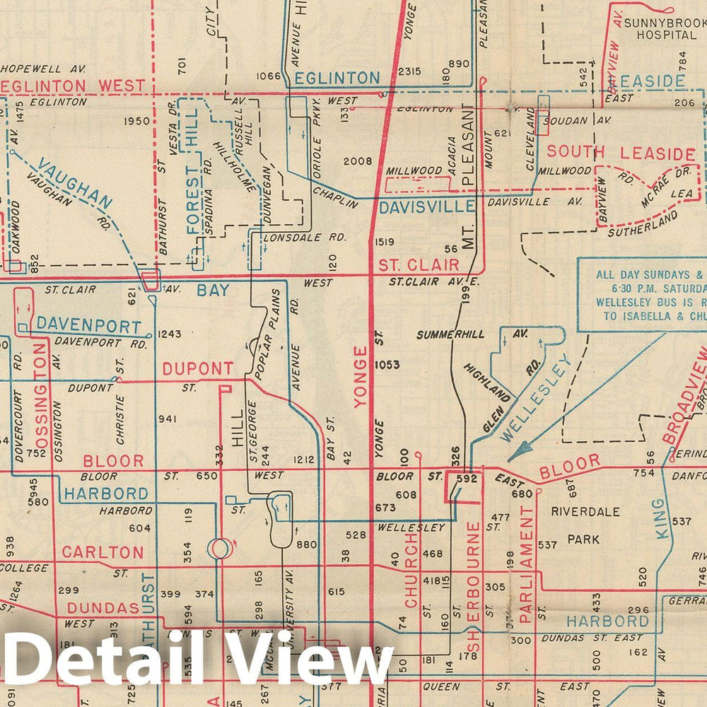 Historic Map : Toronto Transit Map 1948 Railroad Catography , Vintage Wall Art