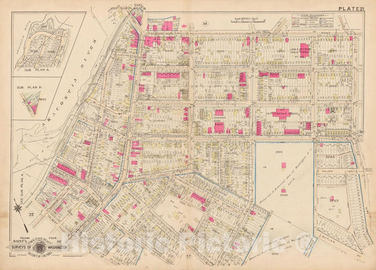 Historic Map : Atlas of Washington D.C. Volume 4 (NE, SE), Washington 1927 Plate 021 , Vintage Wall Art