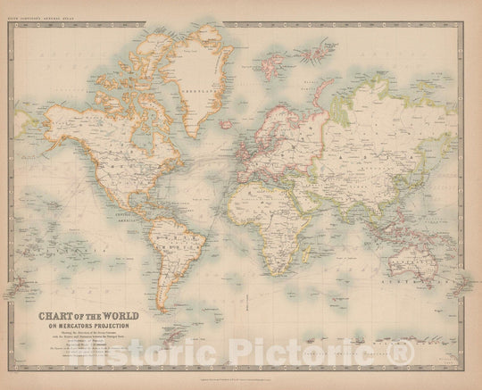 Historic Map : Atlas World, World Map 1913 , Vintage Wall Art