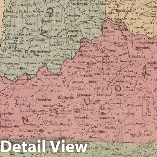 Historic Map : McNally's Improved System of Geography, Indiana & Kentucky & Ohio & Tennessee 1856 , Vintage Wall Art