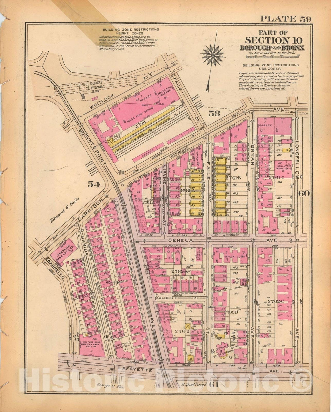 Historic Map : Borough of The Bronx, Sections 9-13, The Bronx 1928 Plate 059 , Vintage Wall Art