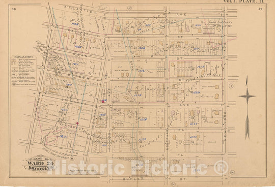 Historic Map : Atlas of Brooklyn Vol. 1, Brooklyn 1880 Plate H , Vintage Wall Art